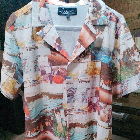 VINTAGE AMAZING SUgarhill Men's All Over Print Button Down Shirt - Picture 1 of 7